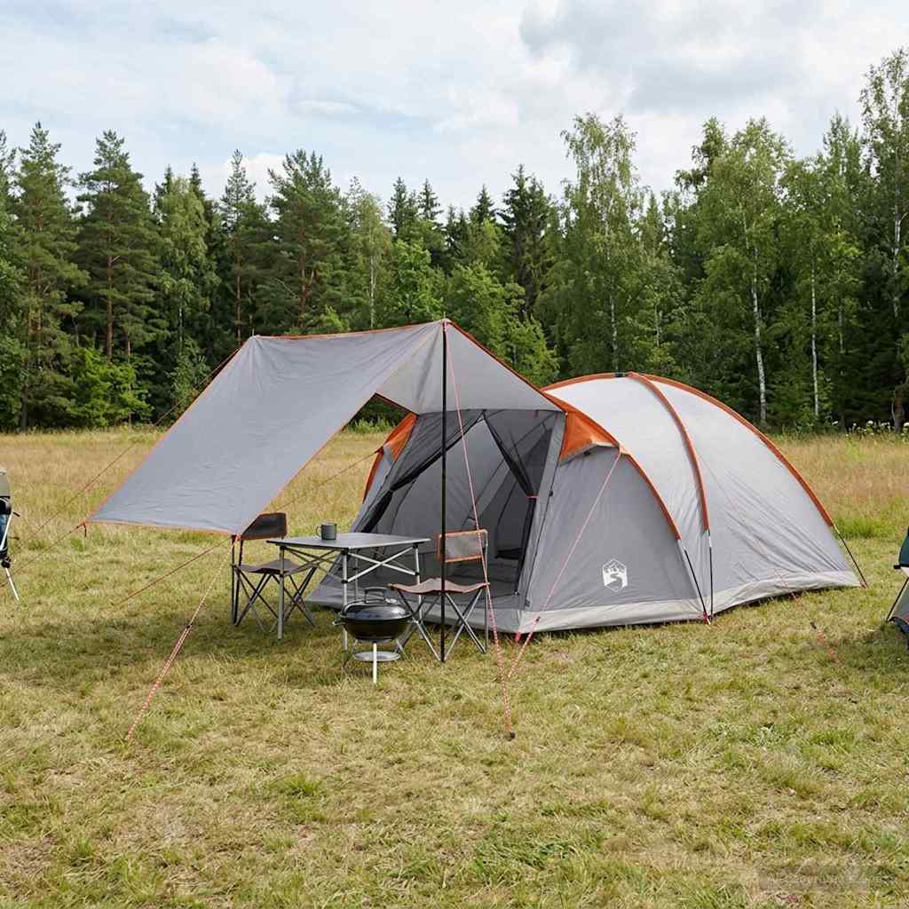 vidaXL Tienda Cabaña Gris y naranja 6 personas Poliéster y Acero