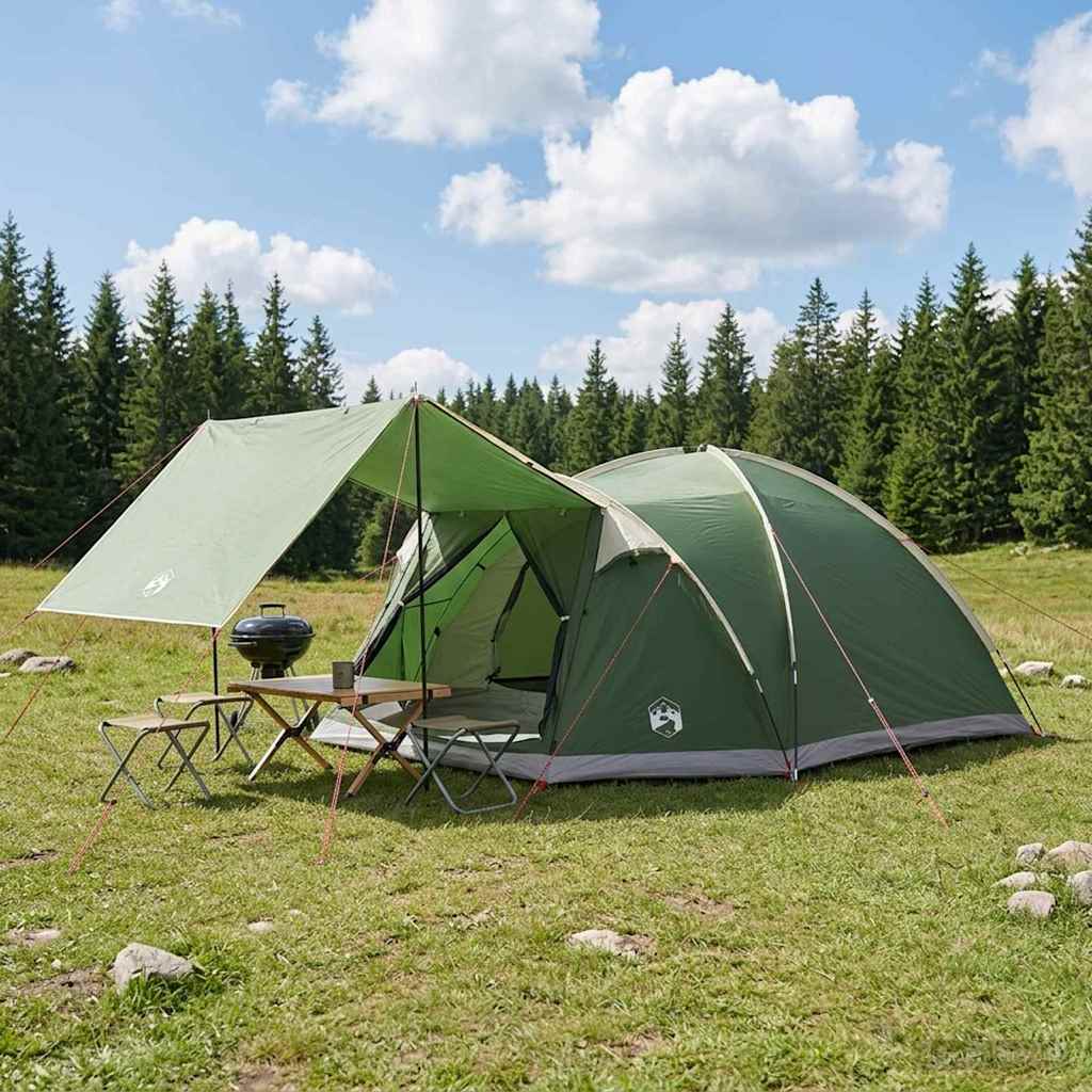 vidaXL Tienda Cabaña con techo Verde 8 personas Poliéster y Acero