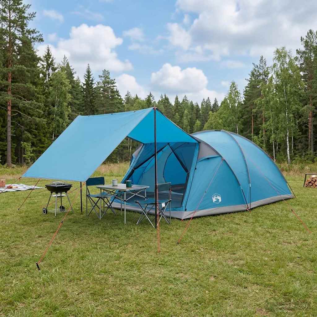 vidaXL Tienda Cabaña con techo Azul 8 personas Poliéster y Acero