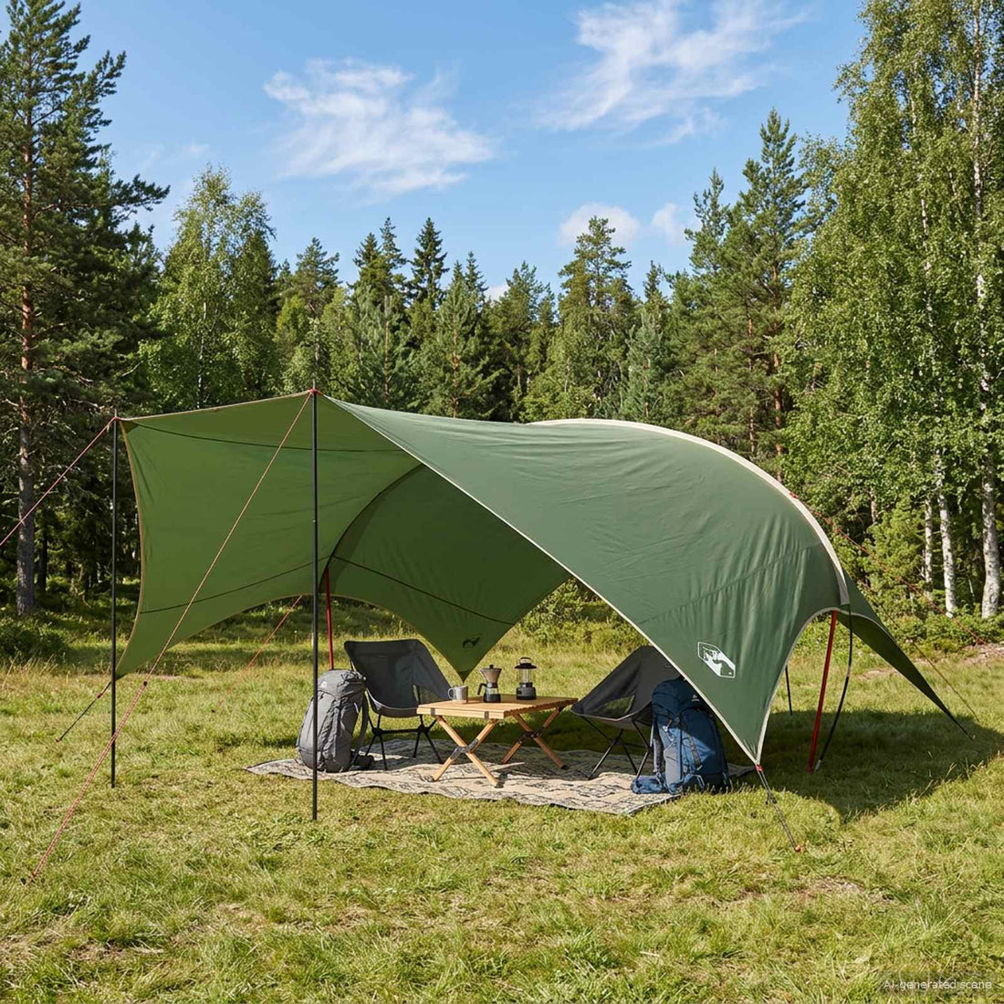 vidaXL Toldo de Camping Resistente al Agua Verde 690 x 580 x 255 cm