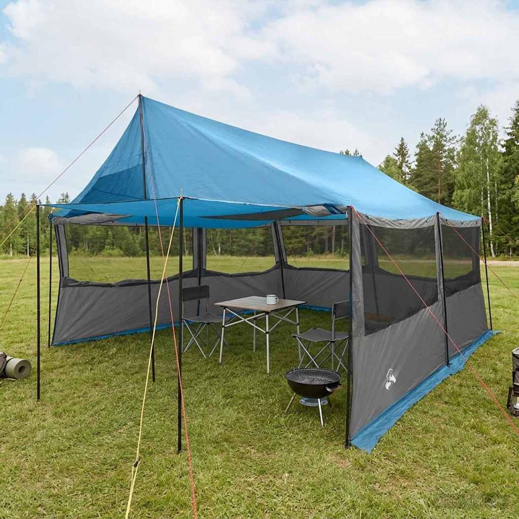 vidaXL Tienda Familiar Azul 450 x 400 x 265 cm Poliéster y Acero
