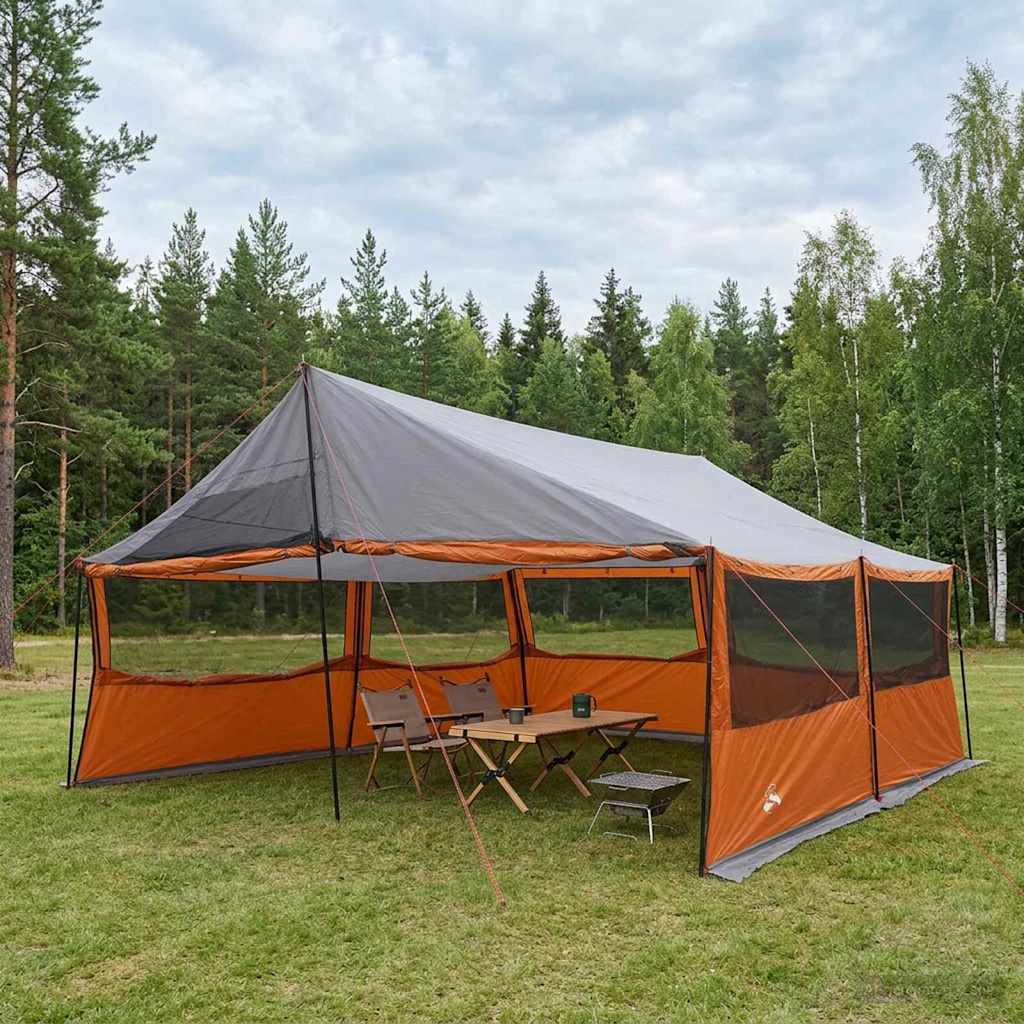 vidaXL Tienda Familiar con techo Gris y naranja 600 x 400 x 268 cm