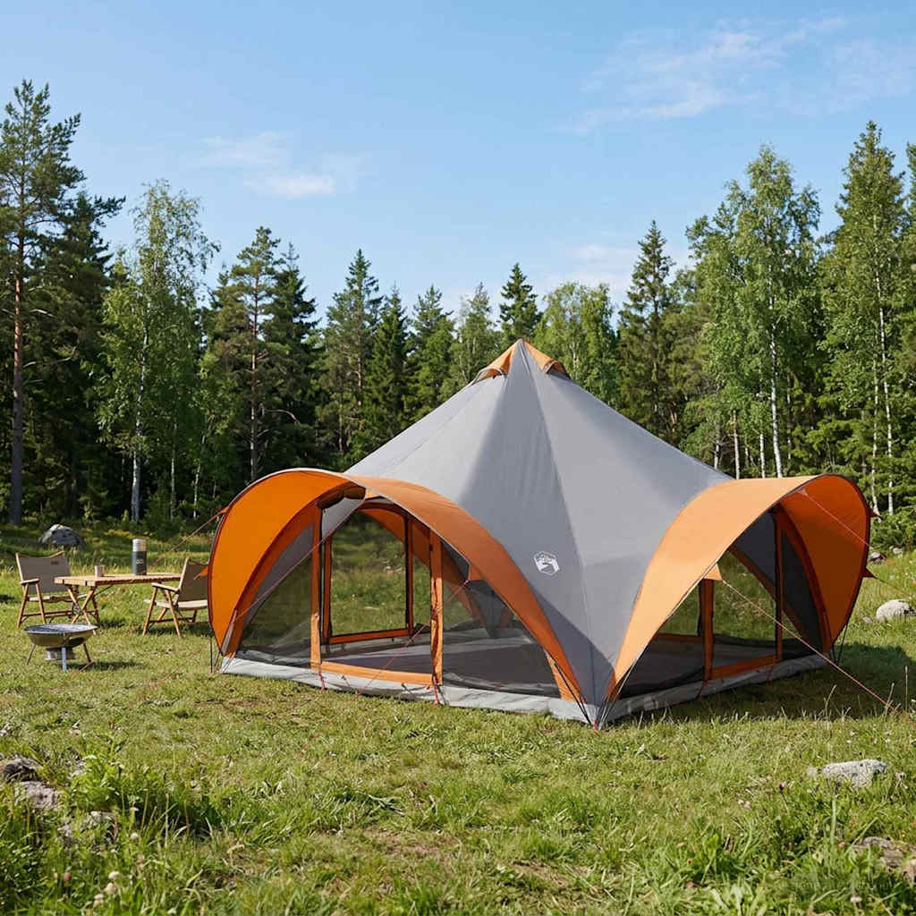 vidaXL Carpa Tipi Gris y naranja 18 Personas Poliéster y Acero