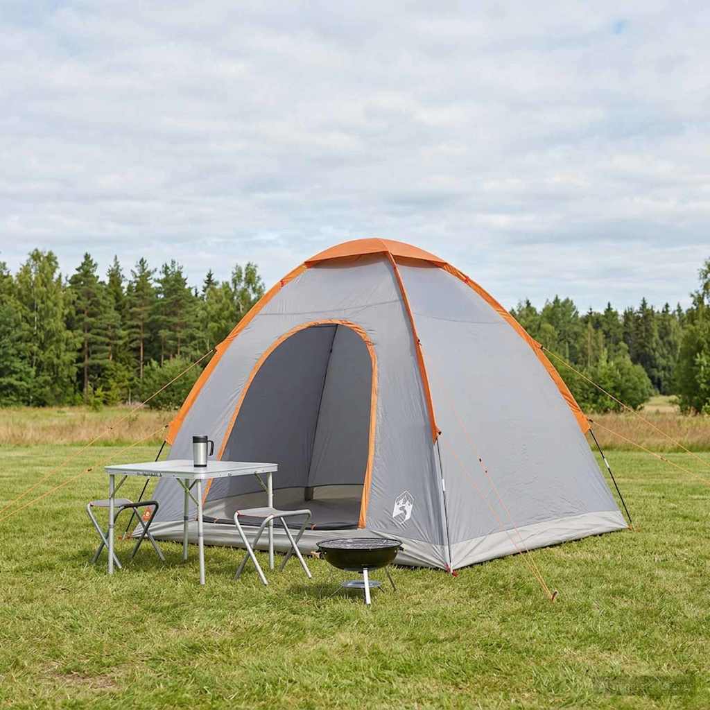 vidaXL Tienda de camping 2 persona Gris y naranja