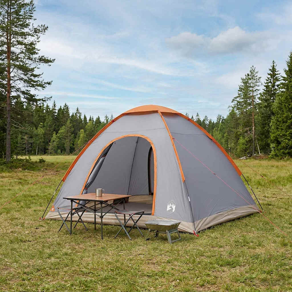 vidaXL Tienda de camping 4 persona Gris y naranja