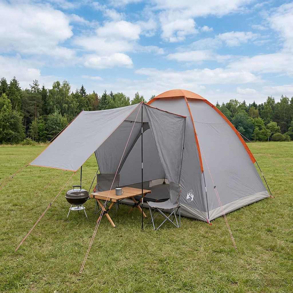 vidaXL Tienda de camping 2 persona Gris y naranja Poliéster y Acero