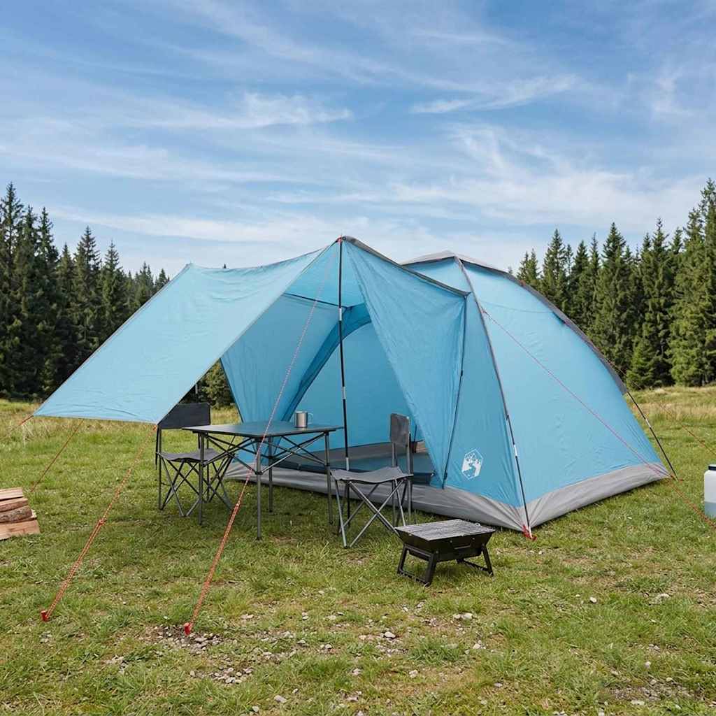 vidaXL Tienda de camping 4 persona Azul Poliéster y Acero