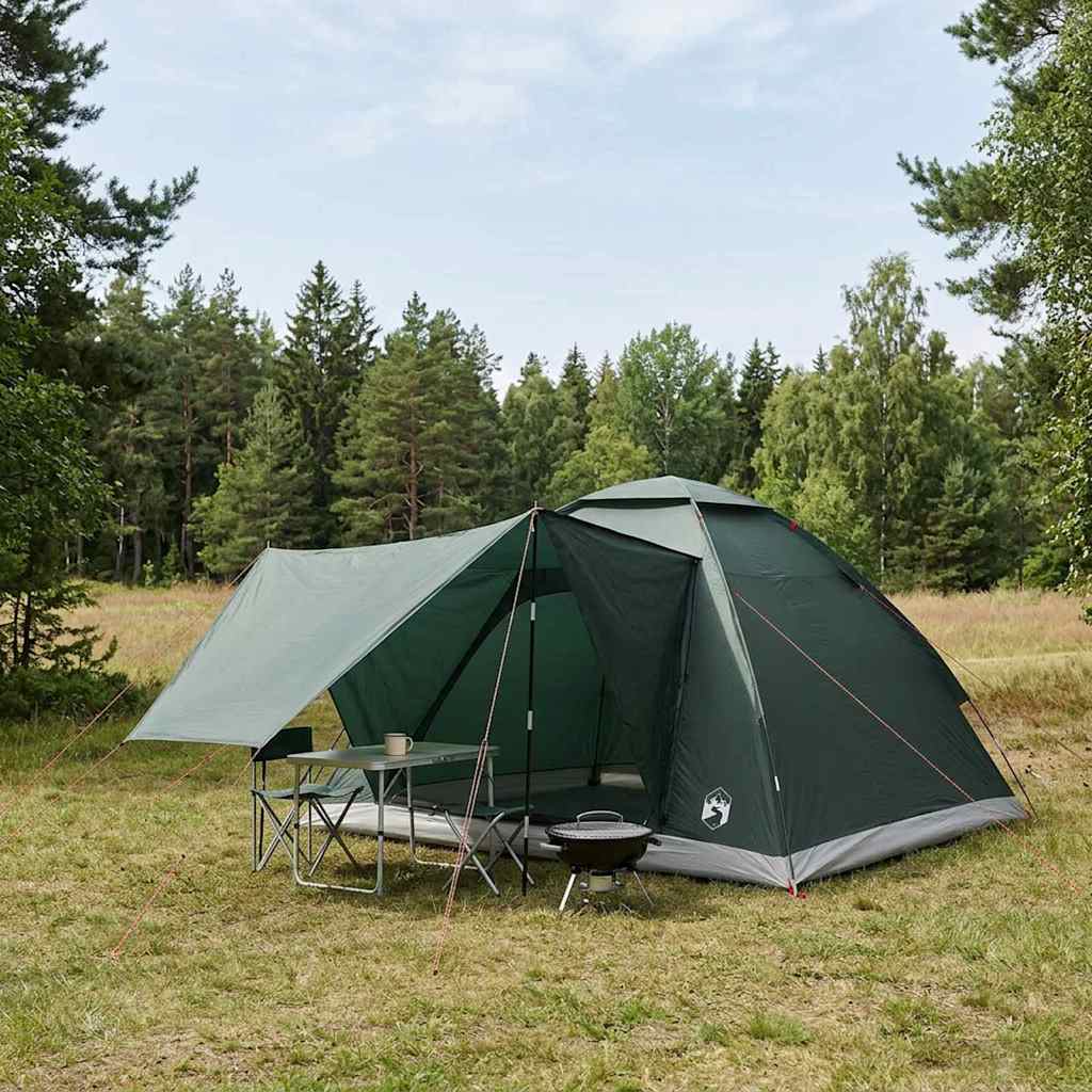 vidaXL Tienda de camping 4 persona Verde militar Poliéster y Acero