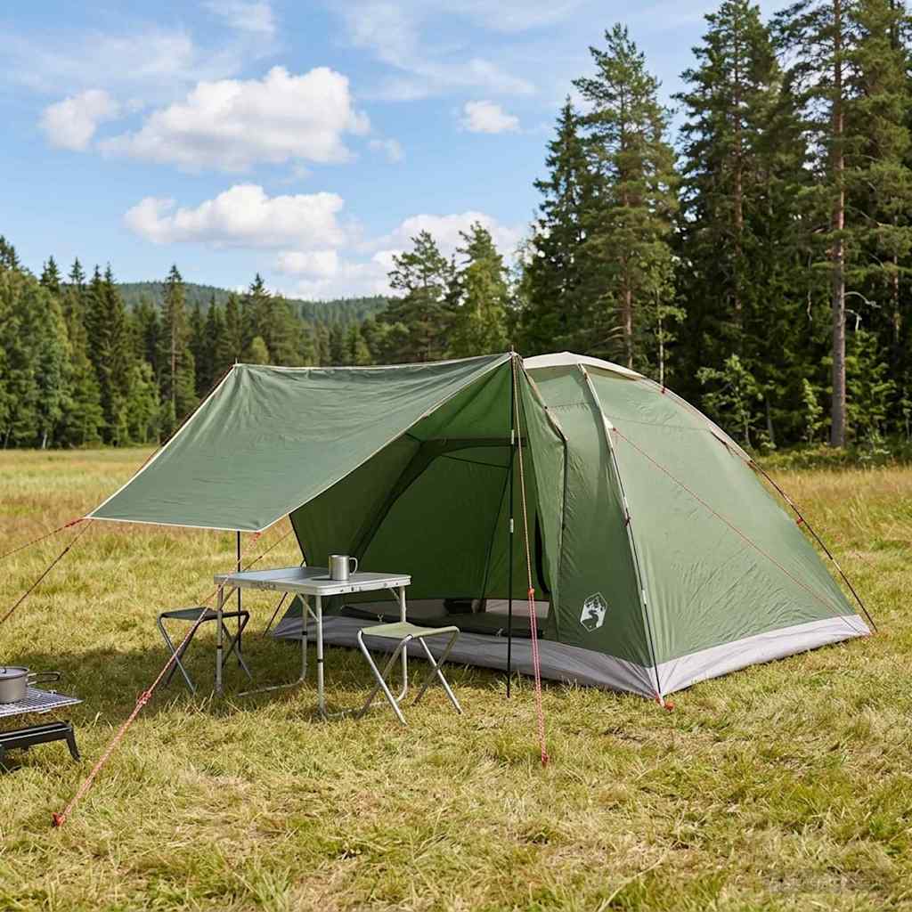 vidaXL Tienda de camping 6 persona Verde Poliéster y Acero