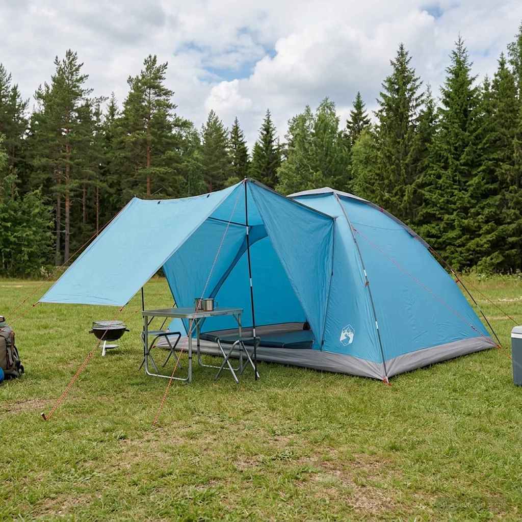 vidaXL Tienda de camping 6 persona Azul Poliéster y Acero