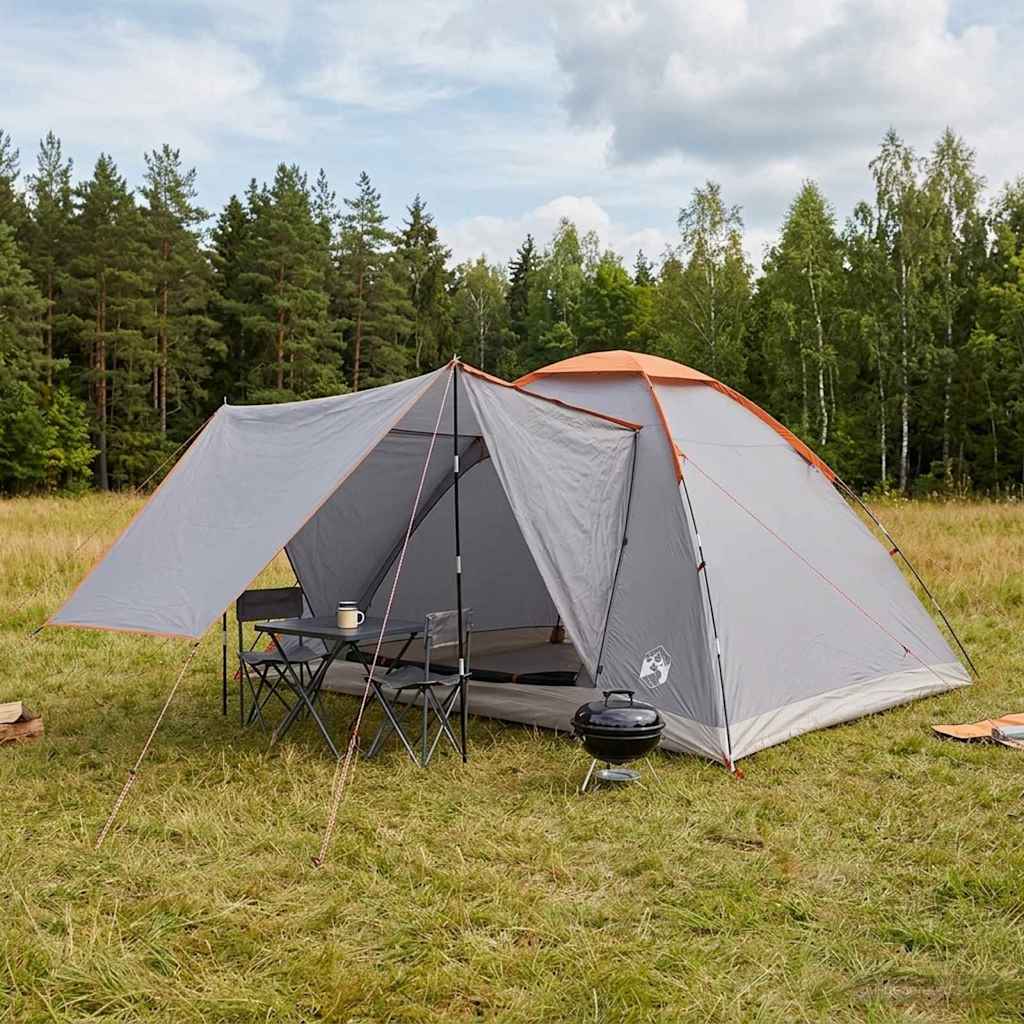 vidaXL Tienda de camping 6 persona Gris y naranja Poliéster y Acero