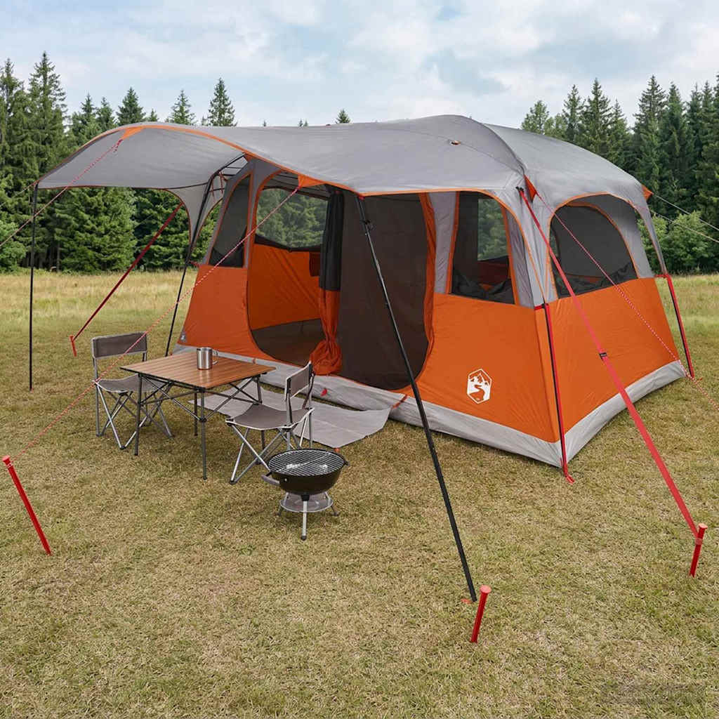 vidaXL Tienda de campaña tipo túnel Gris y naranja 427 x 305 x 205 cm