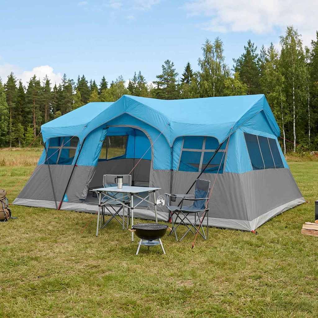 vidaXL Tienda Familiar 487 x 340 x 216 cm Azul Poliéster y Acero