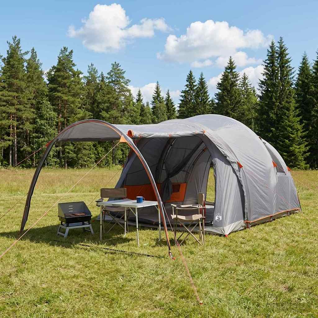 vidaXL Tienda de campaña tipo túnel 370 x 275 x 210 cm Gris y naranja