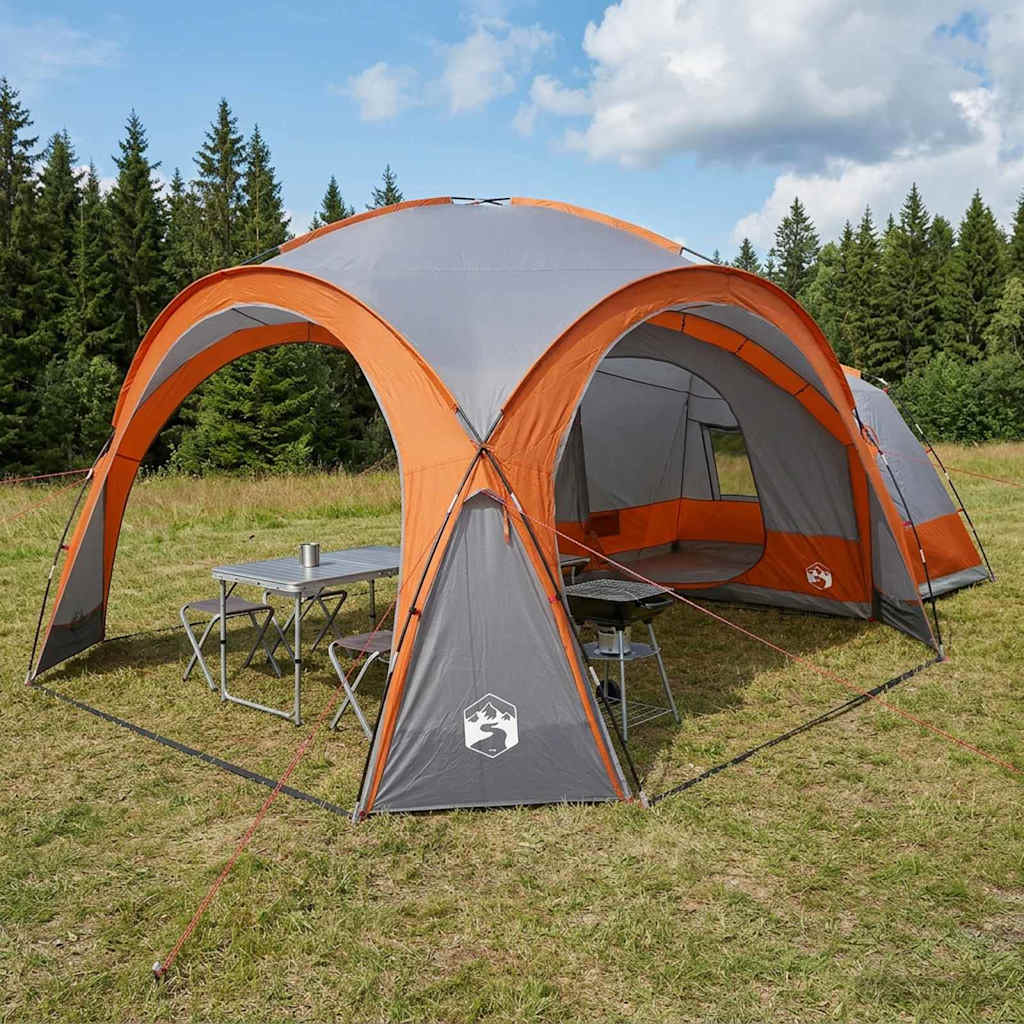 vidaXL Tienda Lateral con techo Gris y naranja 410 x 410 x 250 cm