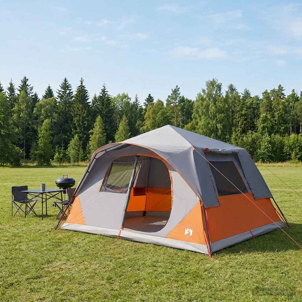 vidaXL Tienda Instantánea 10 personas Gris y naranja Poliéster y Acero