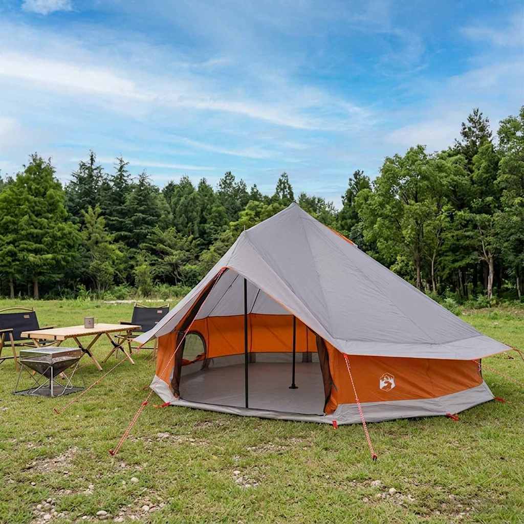 vidaXL Carpa Tipi 18 persona Gris y naranja Poliéster y Acero