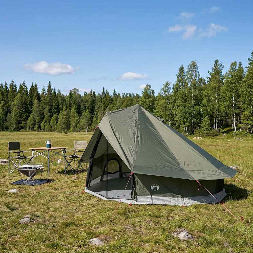 vidaXL Carpa Tipi 18 persona Verde militar Poliéster y Acero