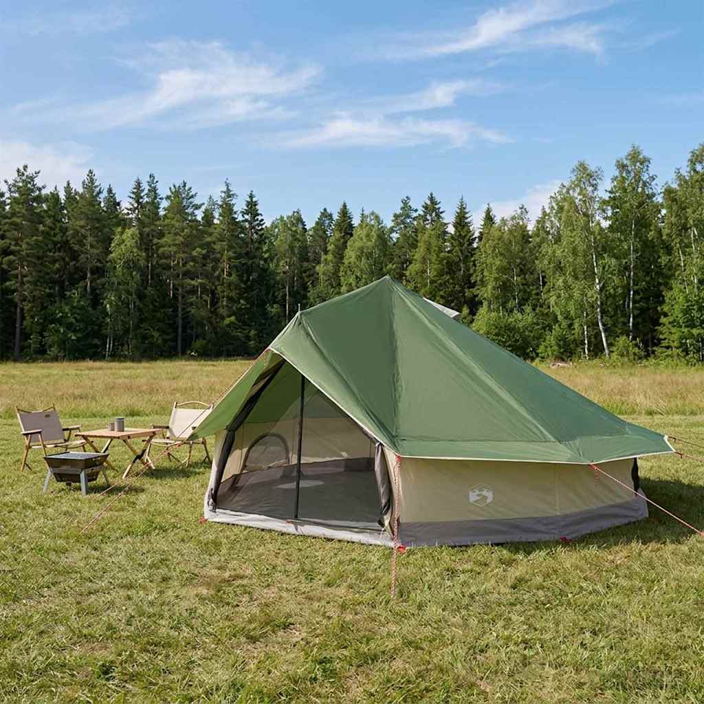 vidaXL Carpa Tipi 20 persona Verde Poliéster y Acero