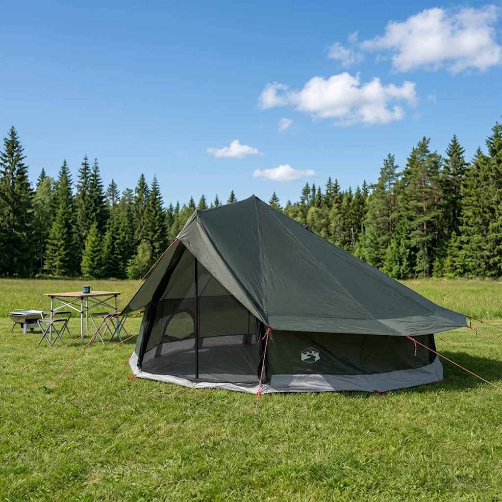 vidaXL Carpa Tipi 20 persona Verde militar Poliéster y Acero
