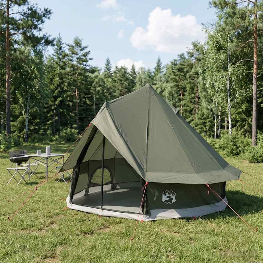 vidaXL Carpa Tipi 4 persona Verde militar Poliéster y Acero