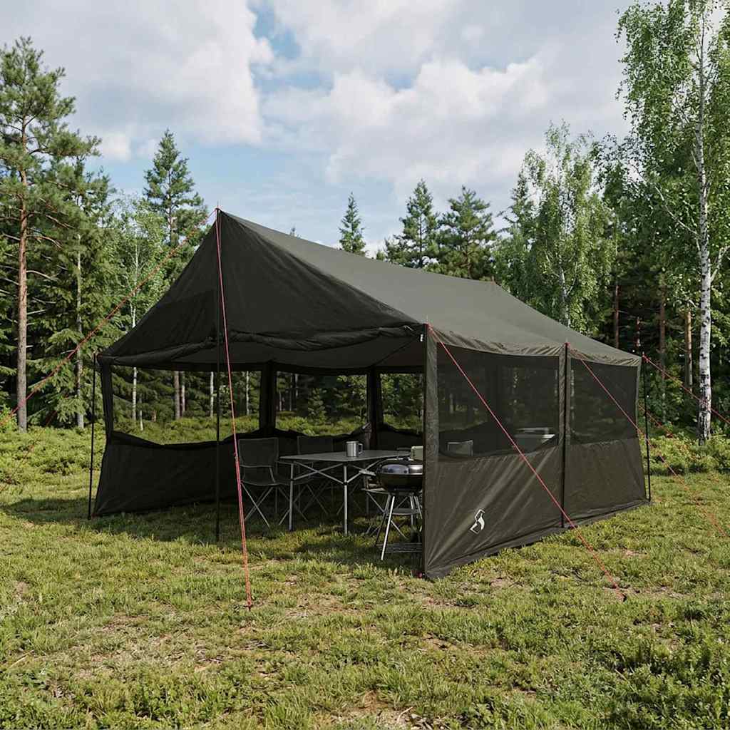 vidaXL Tienda Familiar con techo Marrón gris 450 x 400 x 265 cm
