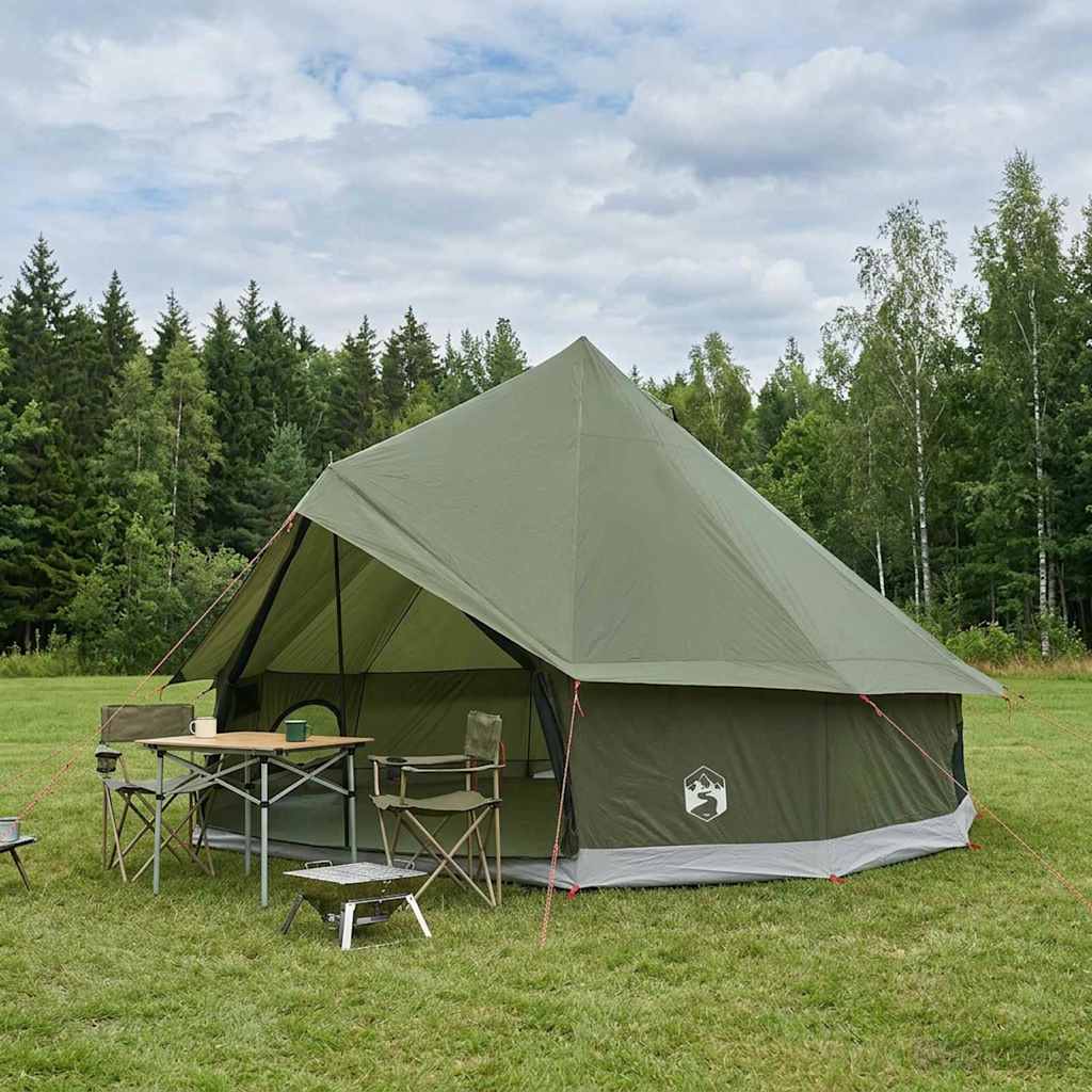 vidaXL Carpa Tipi 6 persona Verde militar Poliéster y Acero