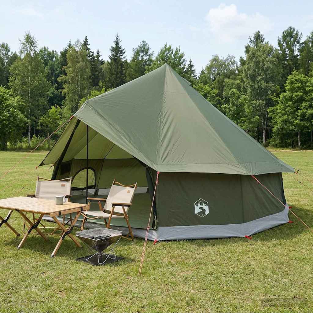vidaXL Carpa Tipi 8 persona Verde militar Poliéster y Acero