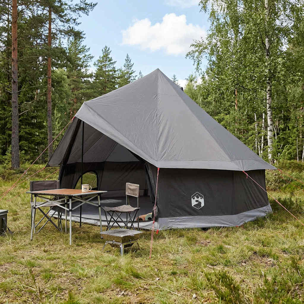 vidaXL Carpa Tipi 8 persona Marrón Gris Poliéster y Acero