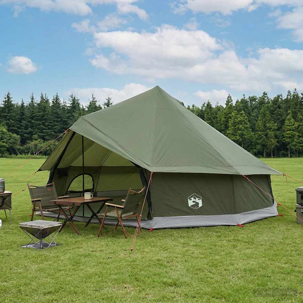 vidaXL Carpa Tipi 12 persona Verde militar Poliéster y Acero