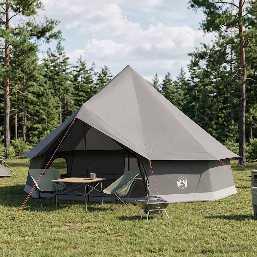 vidaXL Carpa Tipi 10 persona Marrón Gris Poliéster y Acero