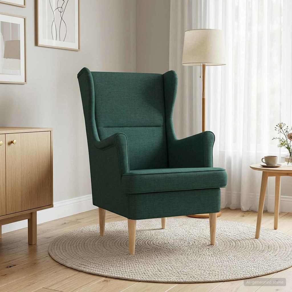 vidaXL sillón Verde oscuro tela