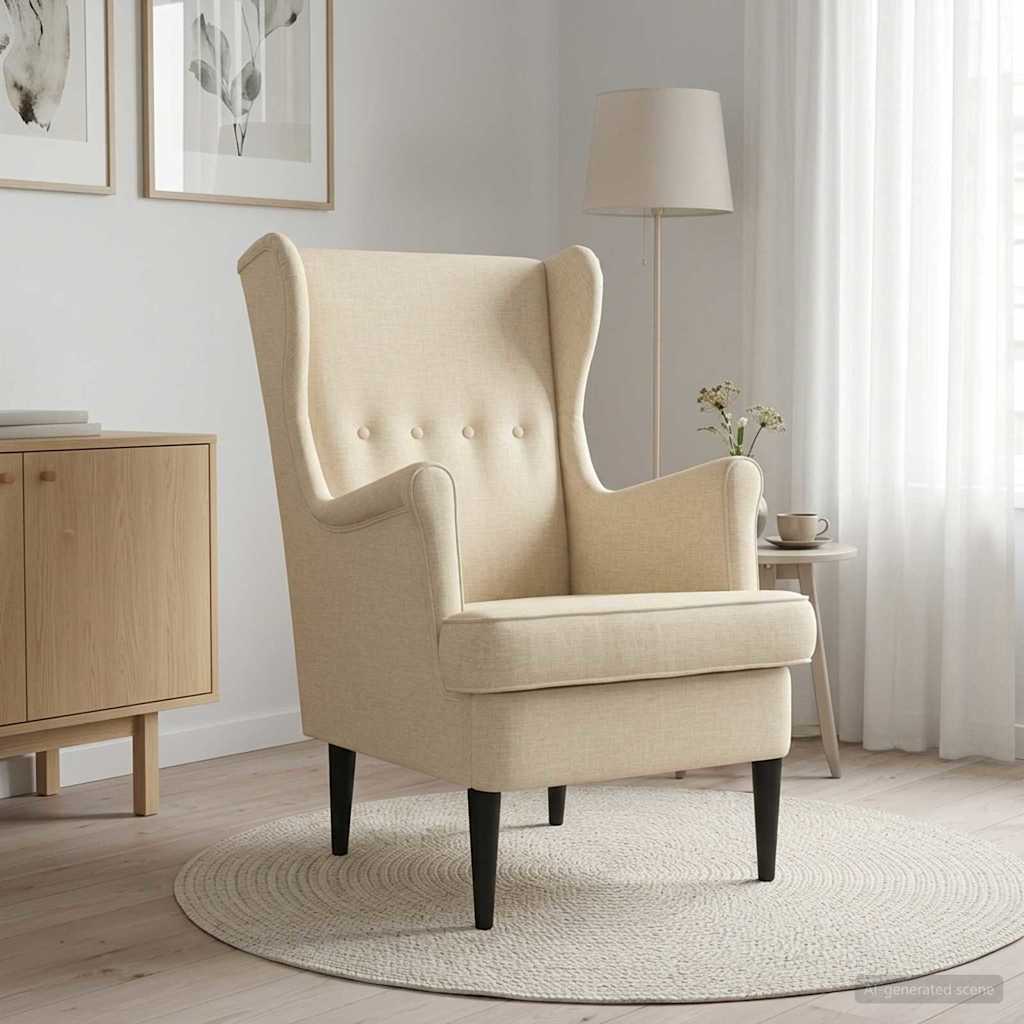vidaXL Sillón Crema Tela