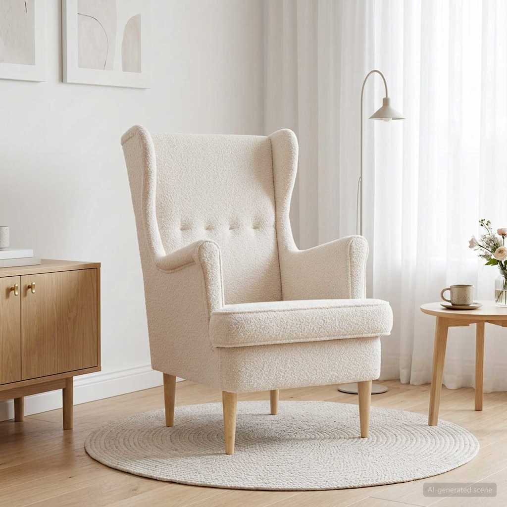 vidaXL Sillón Crema Bouclé
