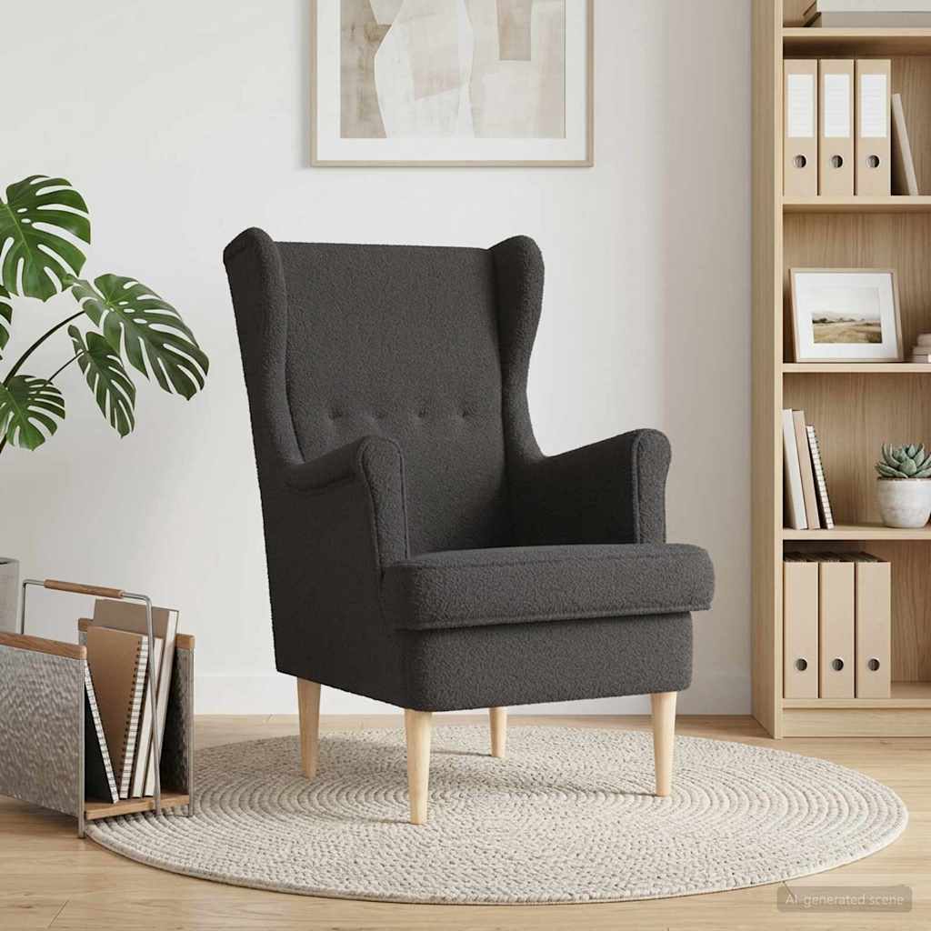 vidaXL Sillón Gris oscuro Bouclé