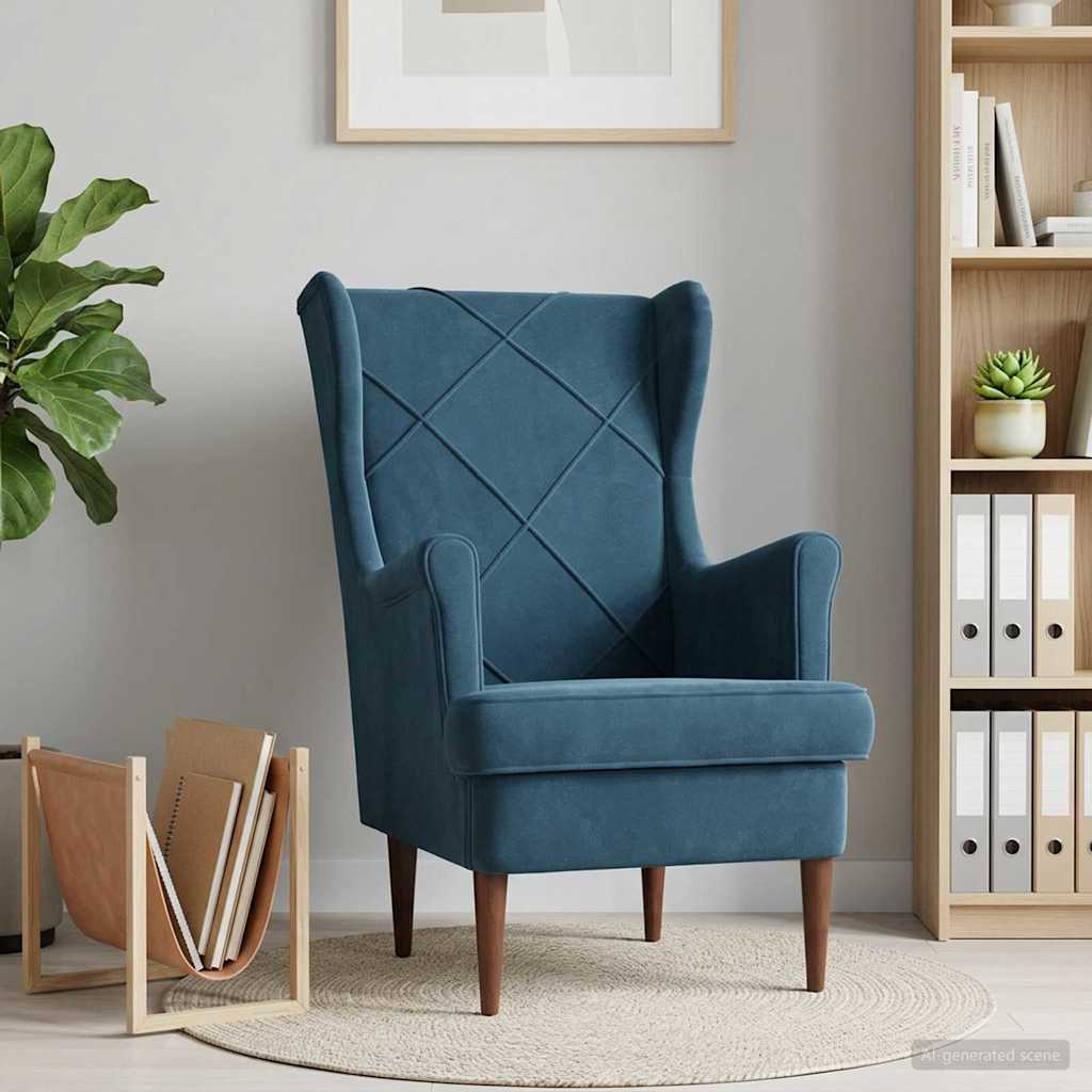 vidaXL Sillón Azul Terciopelo