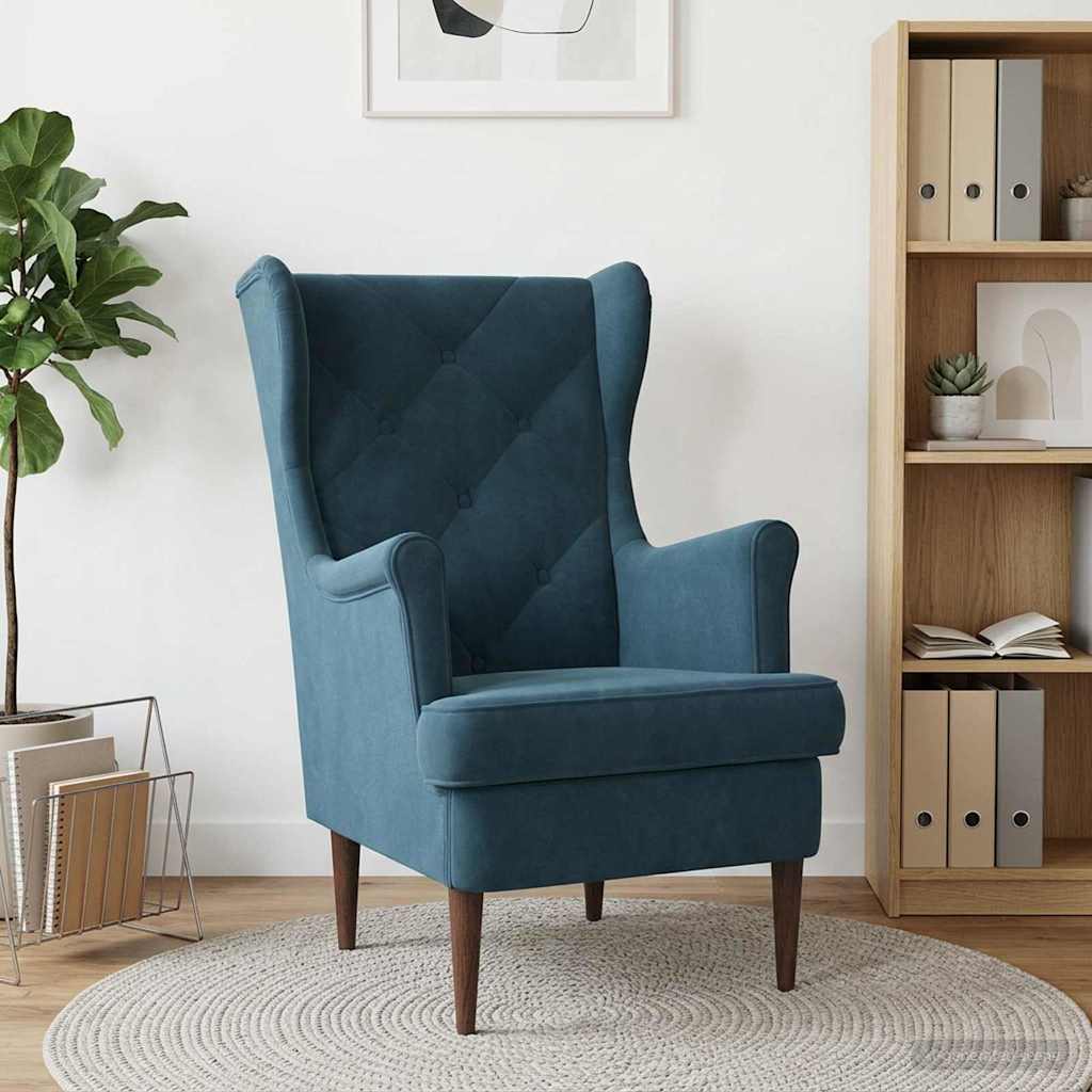 vidaXL Sillón Azul Terciopelo