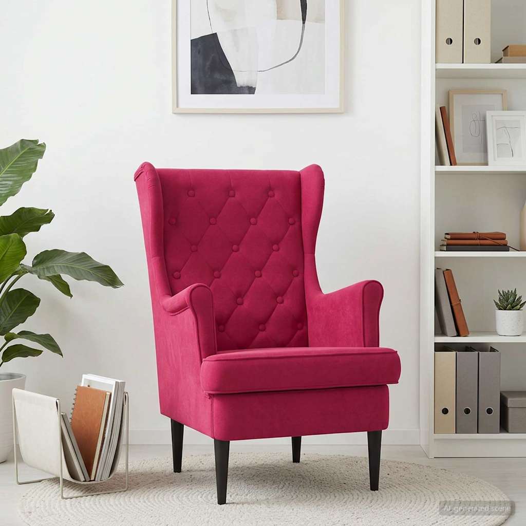 vidaXL Sillón Rojo vino Terciopelo