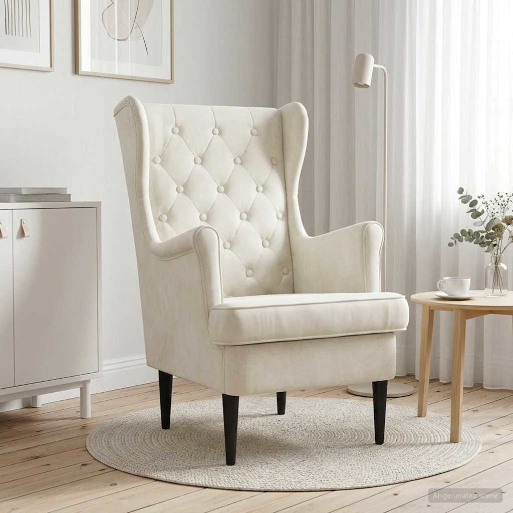vidaXL Sillón Crema Terciopelo