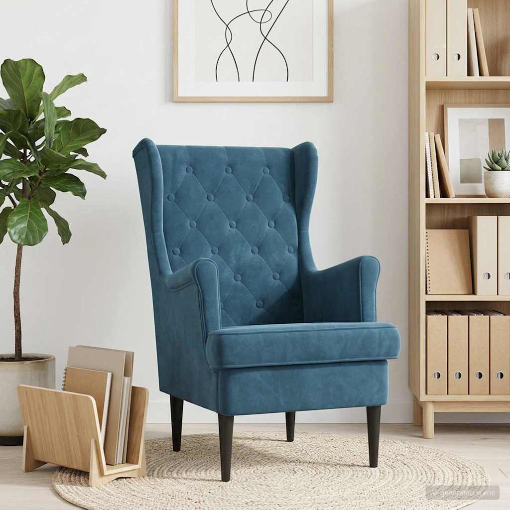 vidaXL Sillón Azul Terciopelo