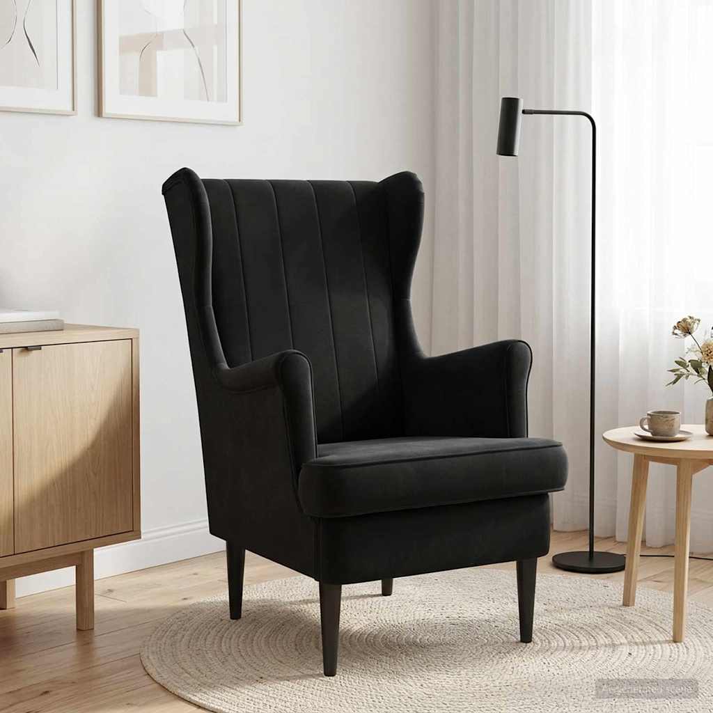 vidaXL Sillón Negro Terciopelo