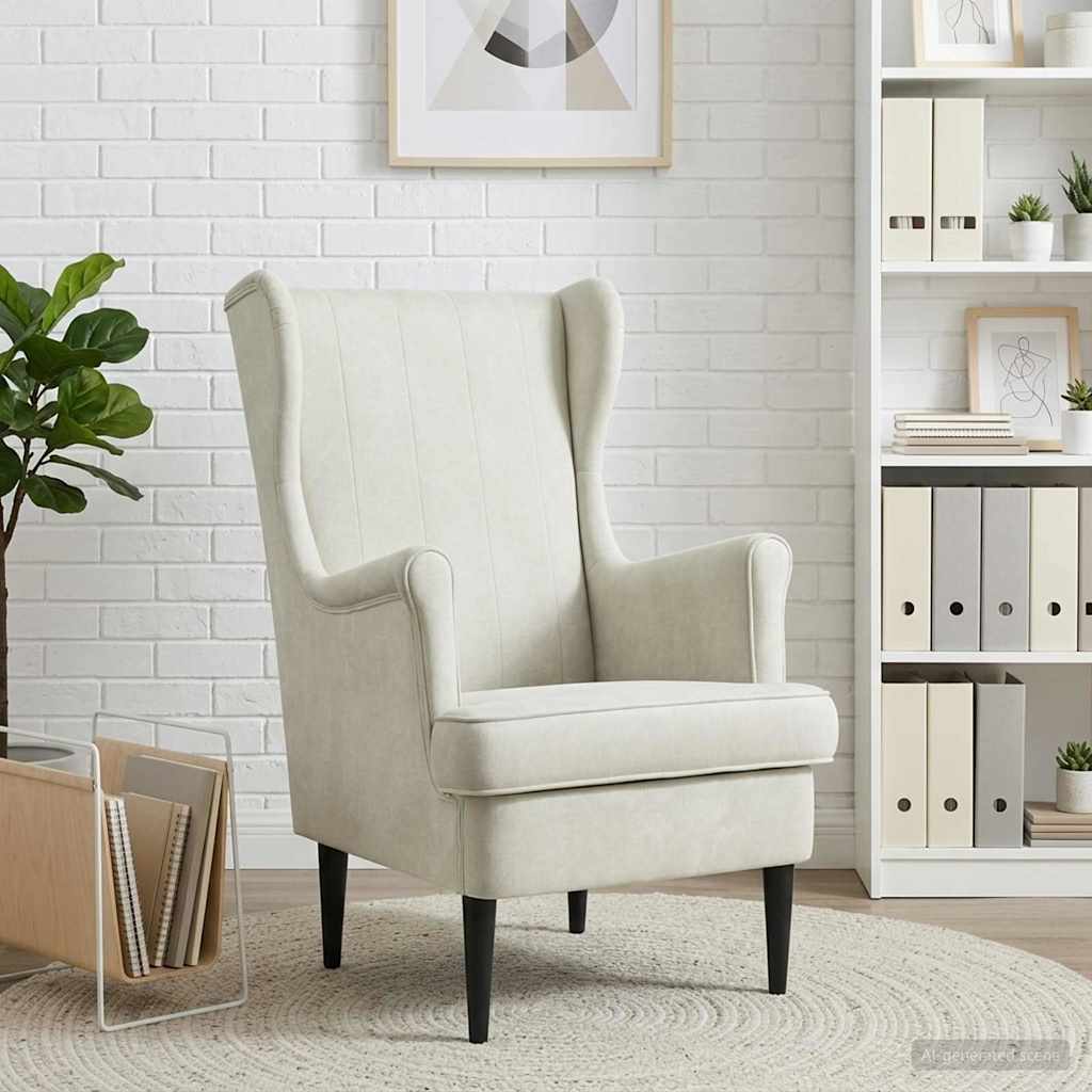 vidaXL Sillón Crema Terciopelo