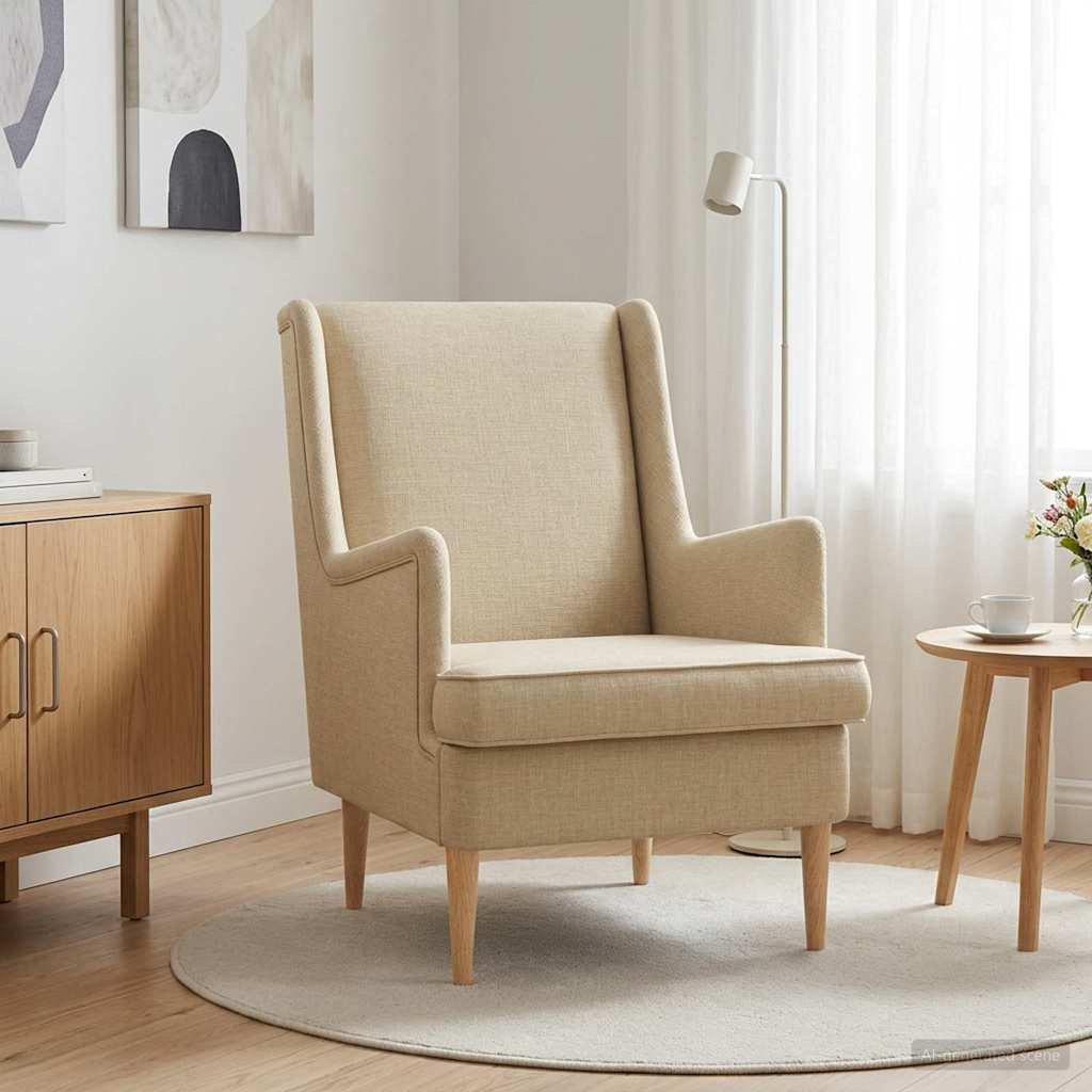 vidaXL Sillón Crema Tela