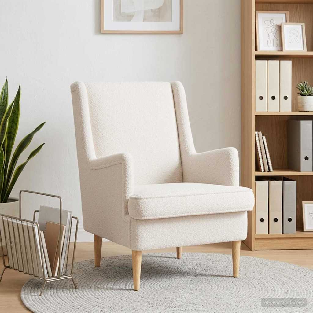 vidaXL Sillón Crema Bouclé
