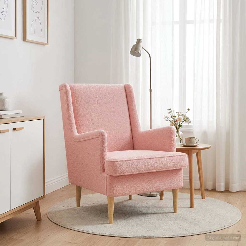 vidaXL Sillón Rosa Bouclé