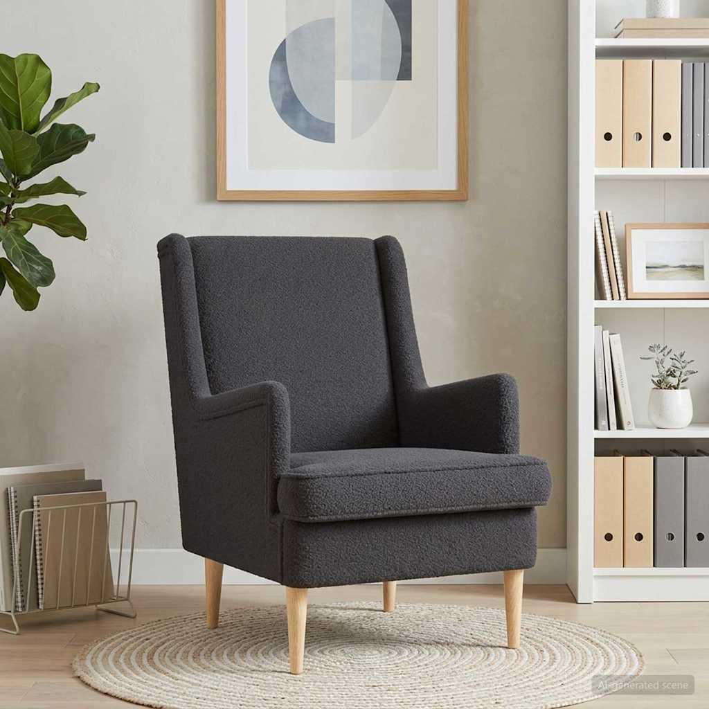 vidaXL Sillón Gris oscuro Bouclé