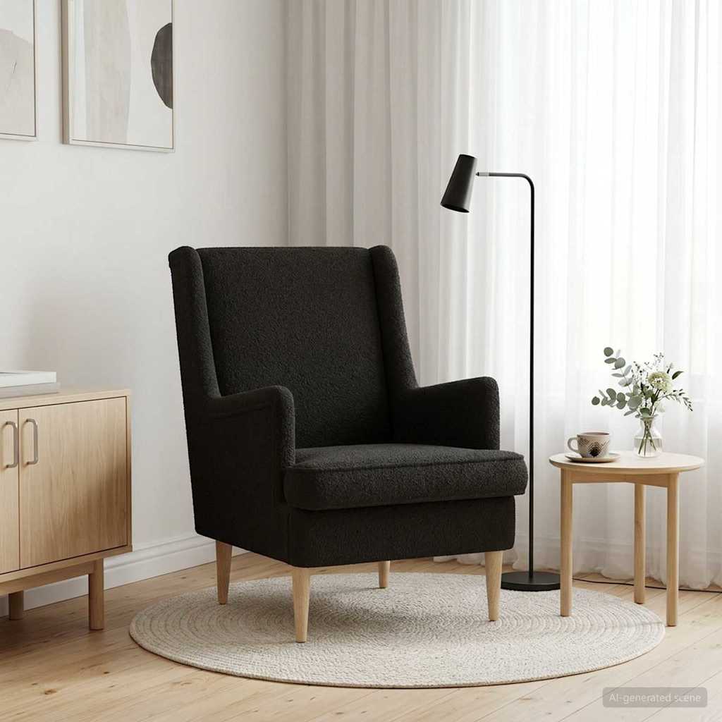 vidaXL Sillón Negro Bouclé