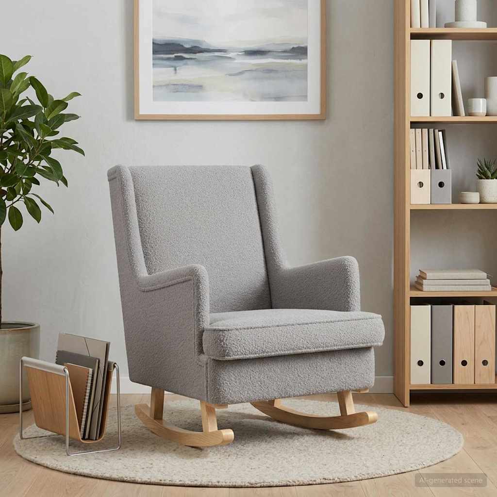 vidaXL Mecedora Gris Claro 62 x 80 x 85 cm Bouclé