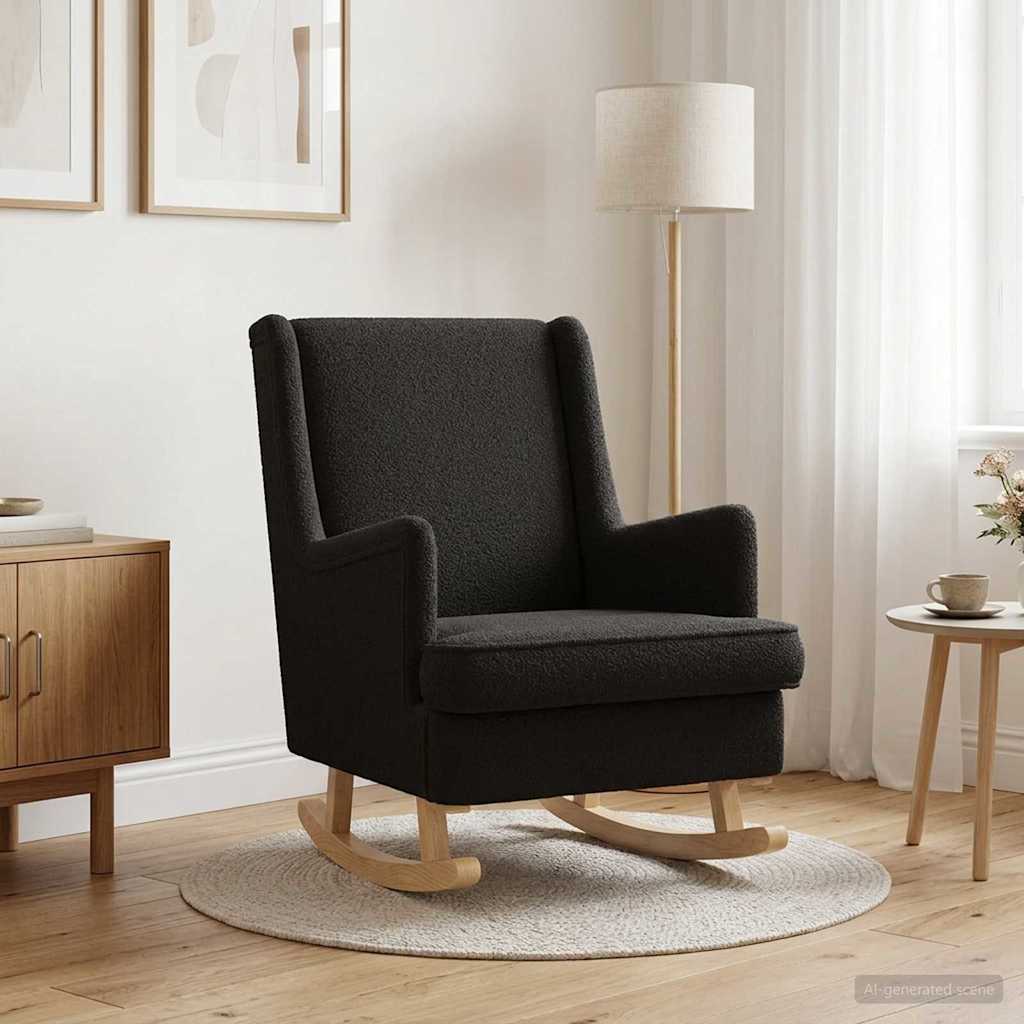 vidaXL Mecedora Negro 62 x 80 x 85 cm Bouclé