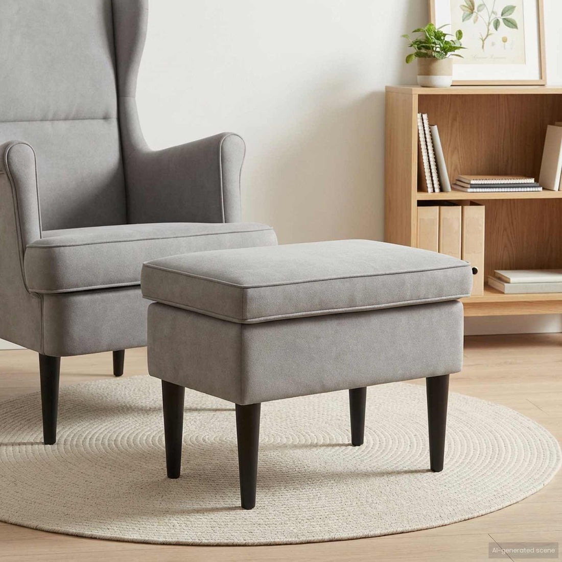 vidaXL Reposapiés Gris Claro 55 x 35 x 41 cm Terciopelo